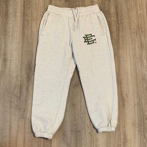 Eric Emanuel Light Gray Sweatpants with Green Logo